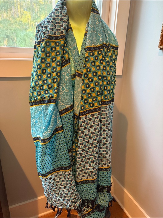 Matilda Jane Accessories - Matilda Jane Turquoise and Yellow Patterned Scarf /Wrap